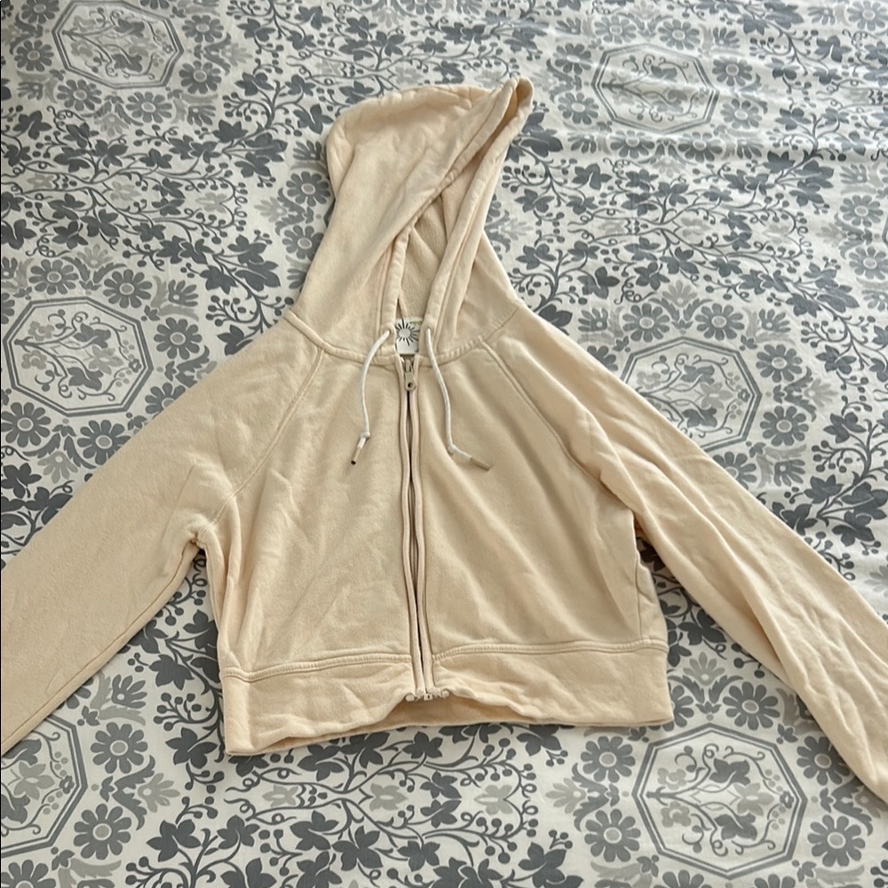 Women's Cream Zip-Up Hoodie